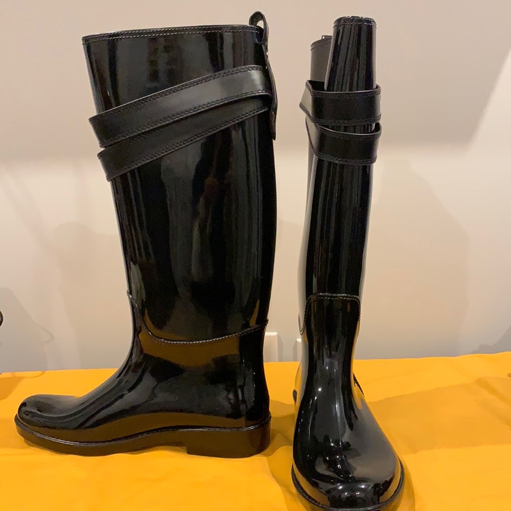 Coach boots, black patent leather size 10